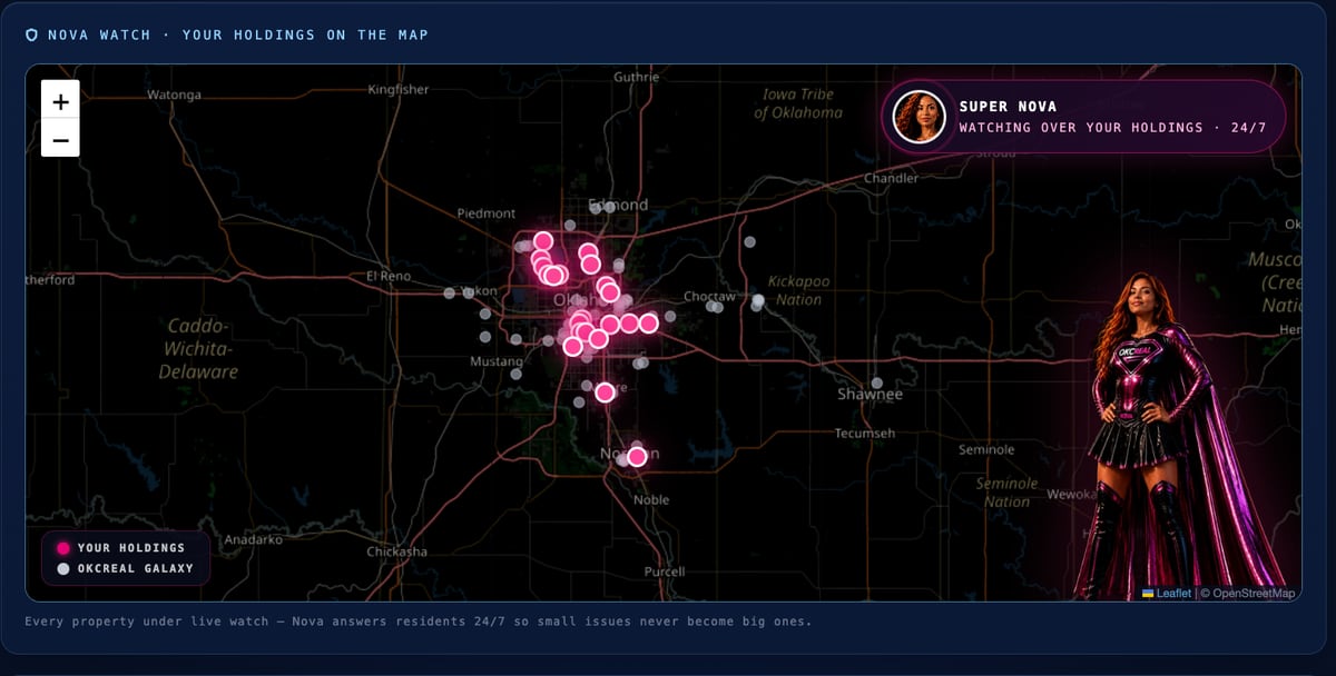 Map of an owner's holdings across the Oklahoma City metro